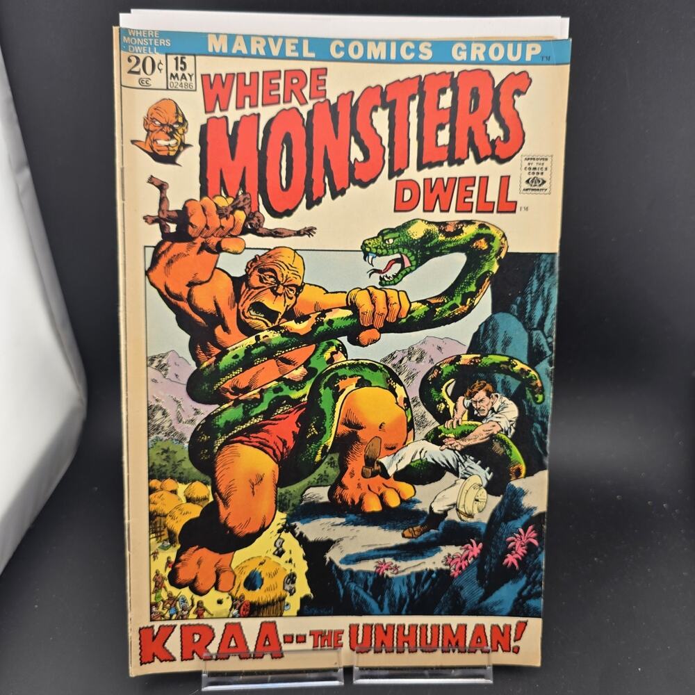 Where Monsters Dwell #15 (1972) Marvel Fine 6.0 Kraa the Unhuman Jack Kirby Art